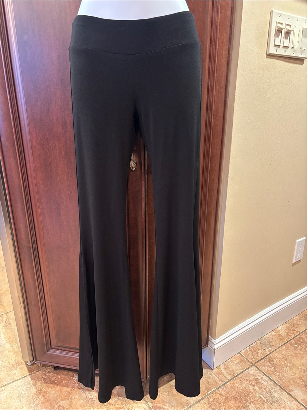 Veronica M Black Wide Slit Leg Ponte Knit Pants